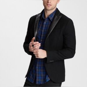 John Varvatos Studded Leather Lapel Jacket. Size EU 52 USA 42. Brand new